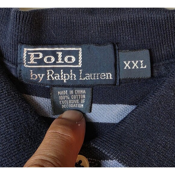 Polo Ralph Lauren Men's Size XXL Dark Blue/ Light Blue Striped Shirt - Picture 3 of 6